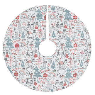 Niedliche Whimsical Weihnachtsbaummuster Rosa Polyester Weihnachtsbaumdecke