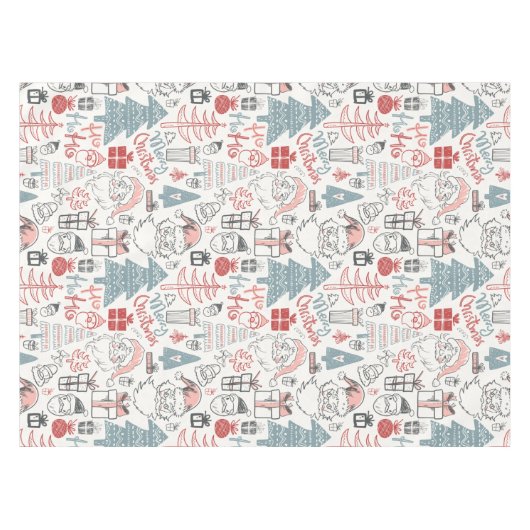 Niedliche Whimsical Weihnachtsbaummuster Rosa Tischdecke (Vorderseite (Horizontal))