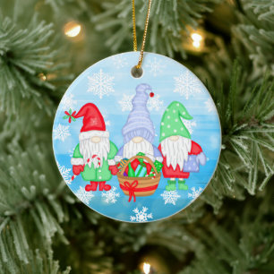 Niedliche whimsical Weihnachtsgnomen Keramik Ornament