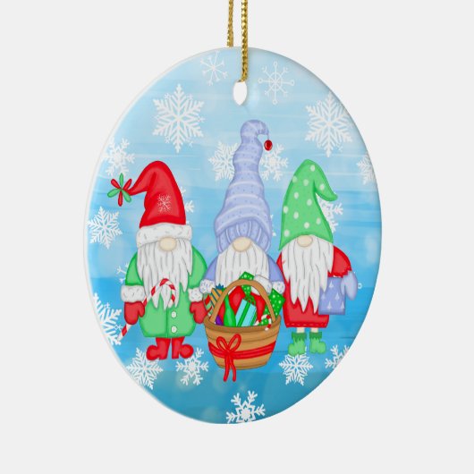 Niedliche whimsical Weihnachtsgnomen Keramik Ornament (Rechts)