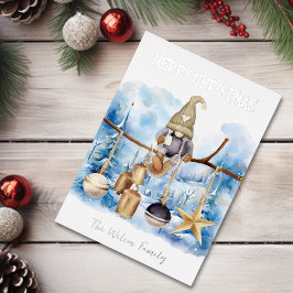 Niedliche Whimsical Winter Lady Gnome Frohe Weihna Folien Feiertagskarte