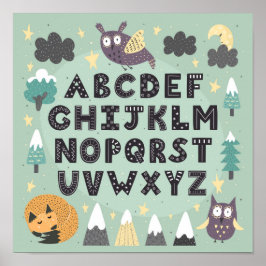 Niedliche Whimsical Woodland Animes ABC Alphabet Poster