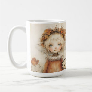 Niedliche Whimsikblume Girl & Pumpkin Personalisie Kaffeetasse