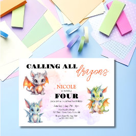 Niedliche Whimsikdrachen Mairytale Kindergeburtsta Einladung