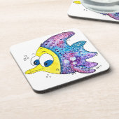 Niedliche Whimsikfarbene Fische Getränkeuntersetzer (Linke Seite)