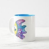 Niedliche Whimsikfarbene Fische Zweifarbige Tasse (Vorderseite Links)