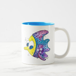Niedliche Whimsikfarbene Fische Zweifarbige Tasse
