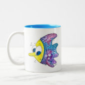 Niedliche Whimsikfarbene Fische Zweifarbige Tasse (Links)