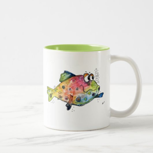 Niedliche Whimsikfarbene Fische Zweifarbige Tasse (Rechts)