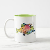 Niedliche Whimsikfarbene Fische Zweifarbige Tasse (Links)