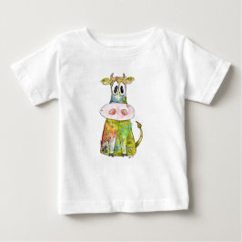 Niedliche Whimsikfarbene Kuh Baby T-shirt