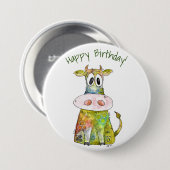 Niedliche Whimsikfarbene Kuh Button (Vorne & Hinten)