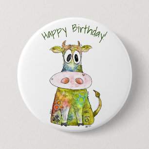 Niedliche Whimsikfarbene Kuh Button