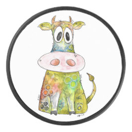 Niedliche Whimsikfarbene Kuh Eishockey Puck