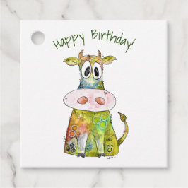 Niedliche Whimsikfarbene Kuh Geschenkanhänger