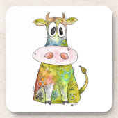 Niedliche Whimsikfarbene Kuh Getränkeuntersetzer (Vorderseite)