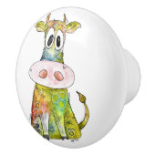 Niedliche Whimsikfarbene Kuh Keramikknauf (Rechts)