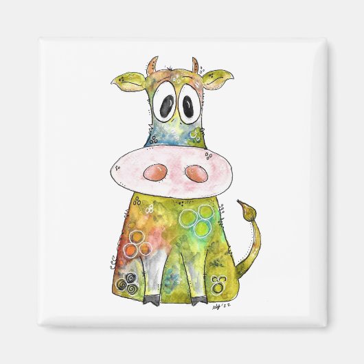 Niedliche Whimsikfarbene Kuh Magnet (Vorne)