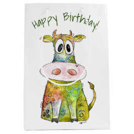 Niedliche Whimsikfarbene Kuh Mittlere Geschenktüte