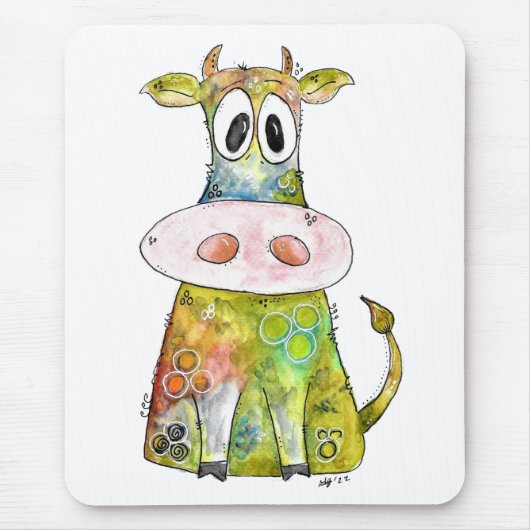 Niedliche Whimsikfarbene Kuh Mousepad (Vorne)