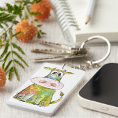 Niedliche Whimsikfarbene Kuh Schlüsselanhänger (Vorderseite rechts)