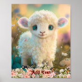 Niedliche Whimsikfarbene Lamm-Blume Kinderzimmer Poster (Vorne)
