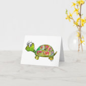 Niedliche Whimsikfarbene Schildkröte Karte (Gelbe Blume)