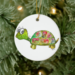 Niedliche Whimsikfarbene Schildkröte Keramik Ornament