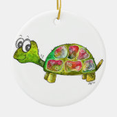 Niedliche Whimsikfarbene Schildkröte Keramik Ornament (Vorne)