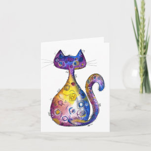 Niedliche Whimsikfarbige Katze Karte