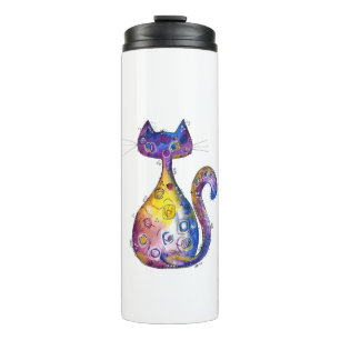 Niedliche Whimsikfarbige Katze Thermosbecher