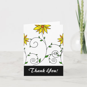Niedliche Whimsikgelbe Blumen Doodle Art Dankeskarte