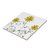 Niedliche Whimsikgelbe Blumen Doodle Art Fliese (Seite)