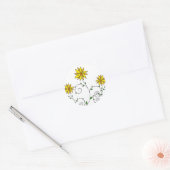 Niedliche Whimsikgelbe Blumen Doodle Art Runder Aufkleber (Umschlag)