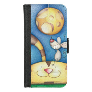 Niedliche Whimsikkatze und Mouse Moon Art iPhone 8/7 Geldbeutel-Hülle