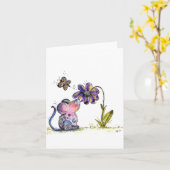 Niedliche Whimsikmouse und Blume Karte (Gelbe Blume)