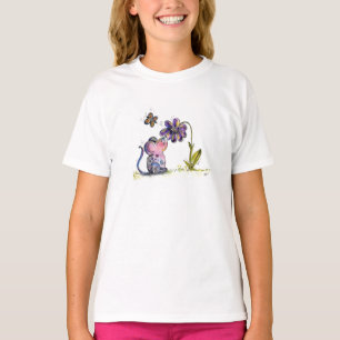 Niedliche Whimsikmouse und Blume T-Shirt