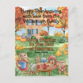 Niedliche Whimsikrinder geben Dank an die Schrift Postkarte (Vorderseite)