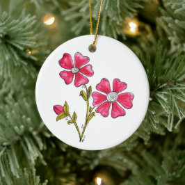 Niedliche Whimsikrosa Blume Keramik Ornament