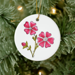 Niedliche Whimsikrosa Blume Keramik Ornament