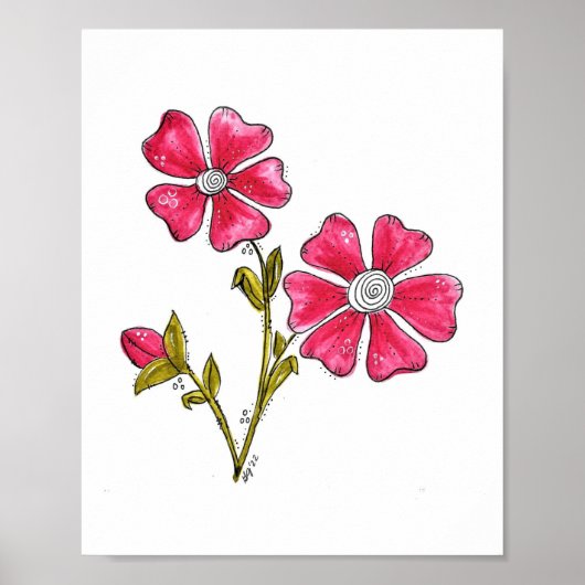 Niedliche Whimsikrosa Blume Poster (Vorne)