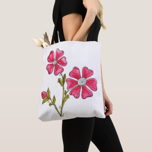 Niedliche Whimsikrosa Blume Tasche (Von Nahem)