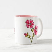 Niedliche Whimsikrosa Blume Zweifarbige Tasse (VorderseiteRechts)