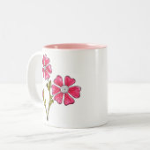 Niedliche Whimsikrosa Blume Zweifarbige Tasse (Vorderseite Links)