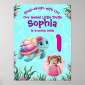 Niedliche Whimsikschildkröte Geburtstag Willkommen Poster (Vorne)