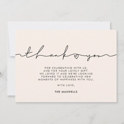 Niedliche Whimsikskripte Babydusche Dankeskarte (Vorderseite)