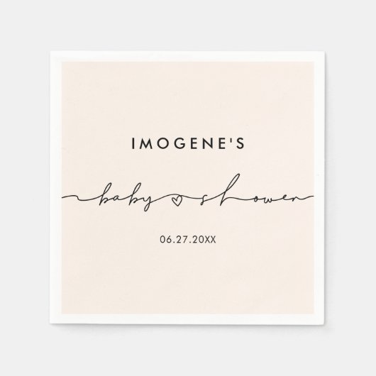 Niedliche Whimsikskripte Babydusche Serviette (Vorderseite)