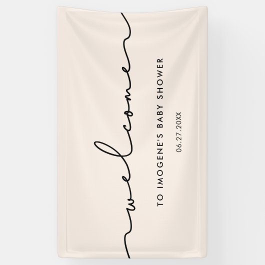 Niedliche Whimsikskripte Kinderdusche Willkommen Banner (Vertikal)