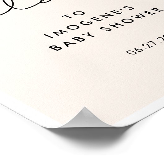 Niedliche Whimsikskripte Kinderdusche Willkommen Poster (Ecke)