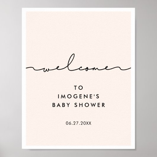 Niedliche Whimsikskripte Kinderdusche Willkommen Poster (Vorne)